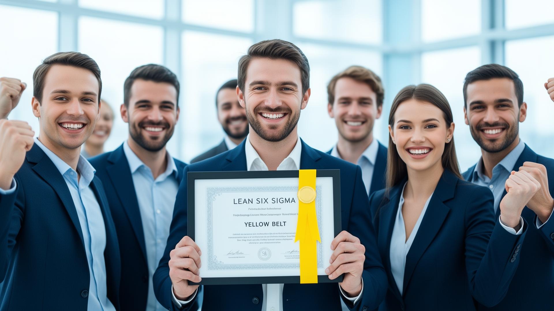 Certified business professionals collaborating during a Lean Six Sigma training session
